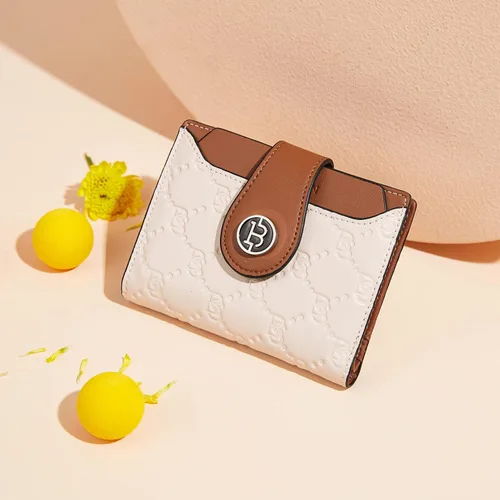 Vista 2 de BOSTANTEN - Billetera de cuero para mujer con bloqueo RFID, pequeña, con cremallera, de bolsillo, para tarjetas, con ventana para documento