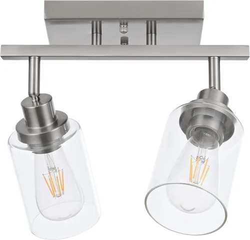 Vista 18 de MELUCEE Kit de Iluminación de Riel de 4 Luces, Luminarias de Latón para Tocador de Baño con Cabezal de Riel Ajustable, Lámpara de Techo Tipo Foco