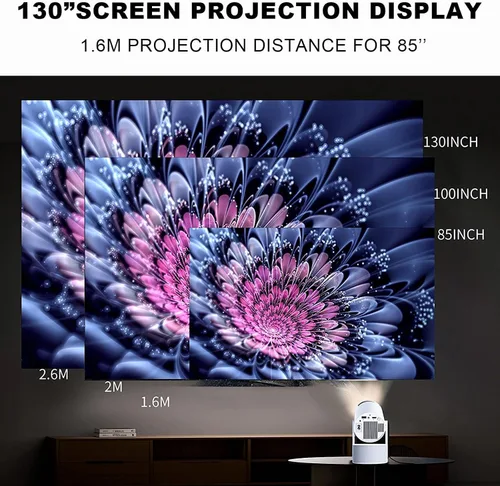 Vista 5 de Mini Portable Projector, HY300 PRO Karaoke Projector Support 4K 1080P with Dual-Band WIFI6 5G Wireless 5.0 Bluetooth Android 11, 200AISI 180°
