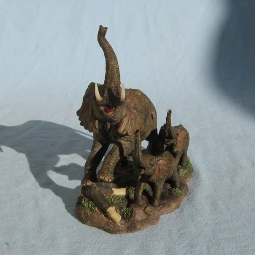 Vista 3 de StealStreet SS-G-54138 - Figura de elefante grande y dos elefantes bebé gris poliresina, 10 pulgadas