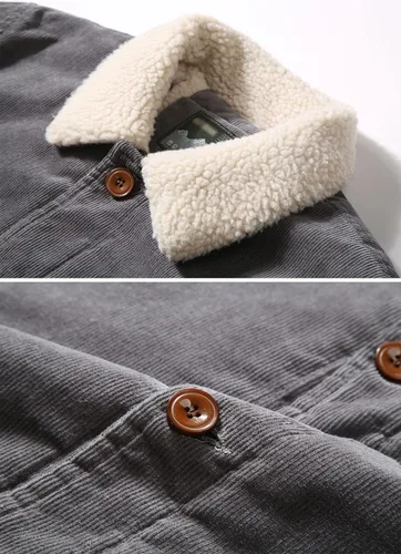 Vista 4 de Chaqueta de pana casual con forro de sherpa para hombre