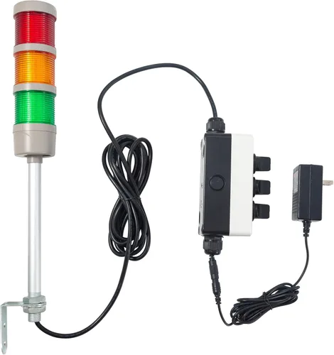 Vista 7 de Luz de torre LED Andon de 3 pilas industrial de 16 pies