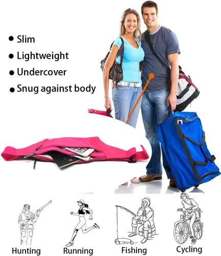 Vista 85 de Bolsa de cintura ultrafino con ranuras c/visualización para tarjeta de crédito, para deportes, aire libre, correr, caminar, viajes.