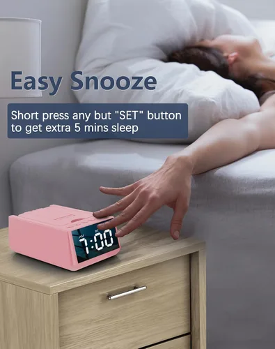 Vista 6 de Regalos de cumpleaños para mujeres, soporte de teléfono con altavoz Bluetooth con sonido y reloj HD, soporte inalámbrico ajustable para teléfono Rosa
