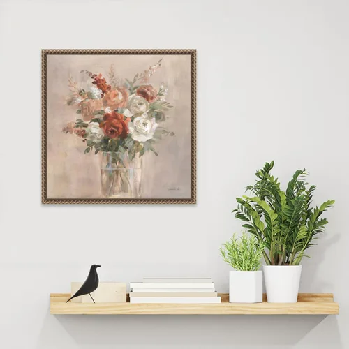 Vista 6 de Amanti Art Lienzo enmarcado para pared, 16 x 16 pulgadas, ramo de rojizo de Danhui Nai, lienzo enmarcado para pared, obras de arte de flores