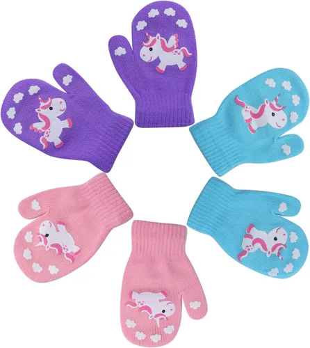 Vista 4 de Cooraby - 6 pares de guantes unisex mágicos de punto, elásticos, de invierno, para bebé