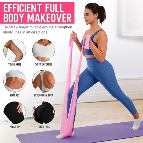 Vista 5 de WALITO Bandas de resistencia y bandas de yoga de 4.9 pies para mujeres y hombres, bandas de entrenamiento para terapia física, estiramiento