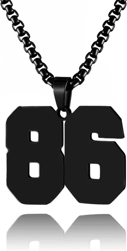 Vista 84 de Collar de Número Dorado para Hombre, Cadena de Acero Inoxidable con Colgante de Número para Atletas, Joyería Deportiva Personalizada para Niños