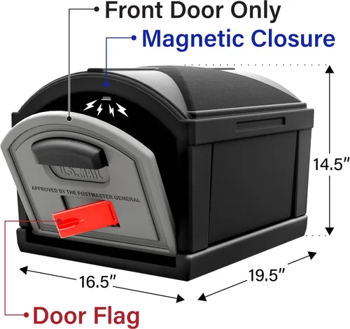 Vista 5 de Simplay3 USPS T4 - Cubierta para buzón y poste XL con construcción duradera de doble pared, diseño resistente a la intemperie, color negro