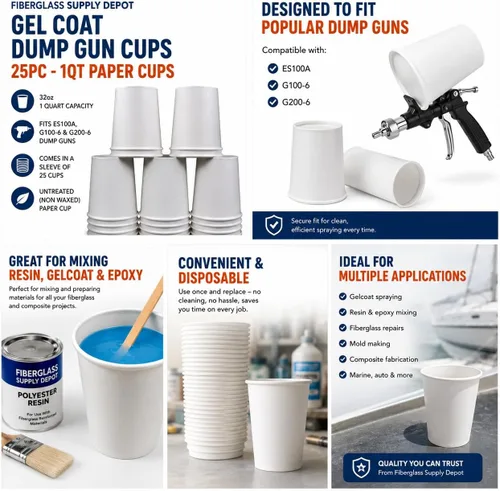 Vista 2 de Fiberglass Supply Depot Copas de pistola de gel 25pc -1Qt Paper Cups