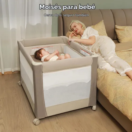 Vista 4 de Pamo Babe Paquete de lujo y juego con moisés y cambiador Caqui