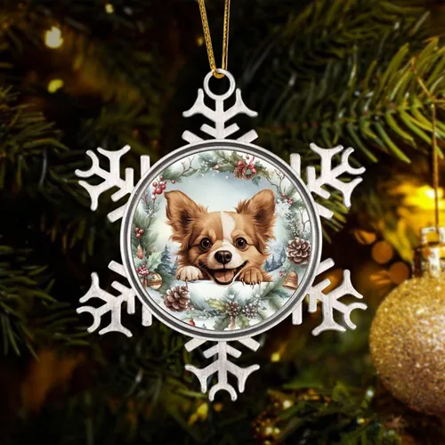 Vista 5 de Juguete ruso lindo divertido mirando perro cachorro árbol de Navidad adornos colgantes juguete ruso regalo de recuerdo de Navidad decoración de copo