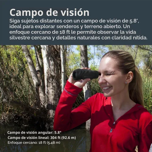 Vista 5 de Celestron – Monocular Nature 10x25 – Ideal para senderismo y observación de vida silvestre – Ópticas multicapa – Lente objetiva de 25mm – Prisma