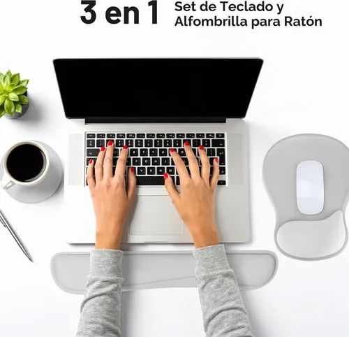 Vista 2 de Soporte de reposo para muñeca para conjunto de alfombrilla de ratón y teclado, posavasos circular, alfombrilla de ratón gaming, conjunto ergonómico
