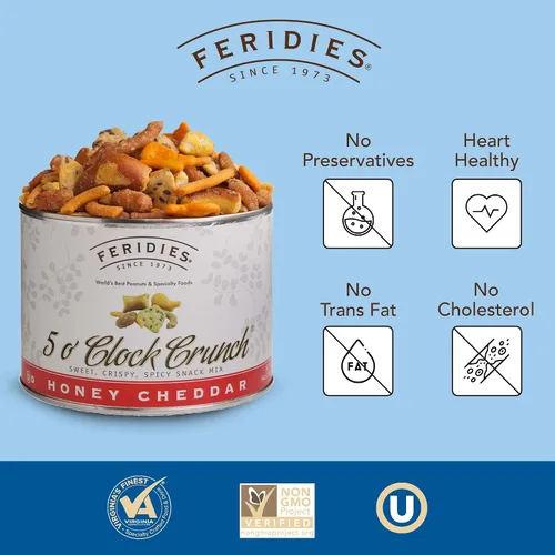 Vista 3 de FERIDIES Honey Cheddar 5 o'Clock Crunch Snack Mix - Lata de 14 oz Mezcla de miel y queso cheddar