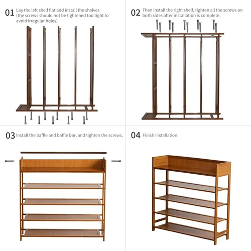 Vista 5 de SOBIBO Bamboo Shoe Rack Organizer, 5 Tier Shoe Shelf Storage Organizer, for Entryway, Hallway, and Closet (Brown-39)