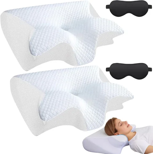 Vista 7 de Restora - Almohada para la apnea del sueño, almohada de tracción cervical Restora, almohada ortopédica de espuma viscoelástica 2 en 1 para aliviar