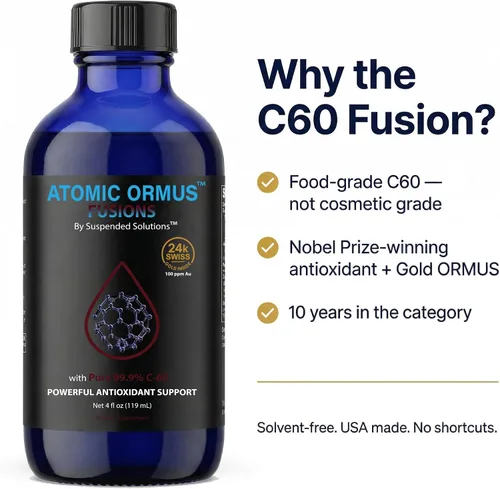 Vista 3 de Atomic ORMUS Fusions C60 Monoatomic Gold – Líquido de 4 onzas, 99.9% carbono C60 puro 60 + oro de 24 quilates ORMUS, libre de disolventes