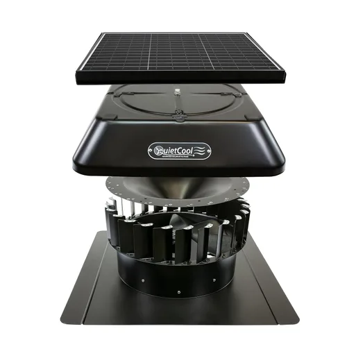 Vista 6 de QuietCool AFR SLR-40 Ventilador solar para ático de montaje en techo, panel ajustable de 40 vatios, inversor CA/CC incluido para tiempo