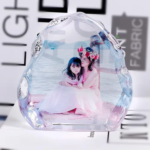 Vista 2 de Cristal de fotos 3D grabado con láser, marco de fotos de cristal personalizado, marco de fotos personalizado, regalo de boda, álbum de fotos