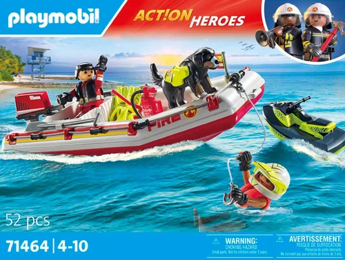 Vista 4 de Playmobil Bote de Bomberos con Scooter Acuático