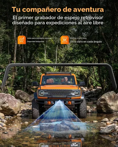 Vista 2 de WOLFBOX G900 Tripro Bumper-N 3 canales 4K Mirror Dash Cam, 4K+2.5K+1080P cámara delantera trasera y parachoques, 8MP STARVIS 2 IMX 678 visión
