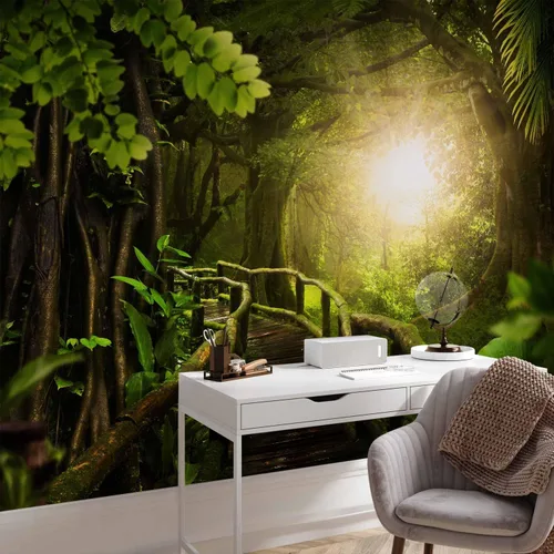 Vista 76 de artgeist Mural de pared premium Bosque púrpura, 79 x 55 pulgadas, papel tapiz no tejido, decoración de pared de vellón, impresión fotográfica