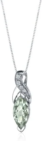 Vista 2 de Peora Collar con colgante solitario de infinito abierto de amatista verde para mujer, plata de ley 925, piedra preciosa natural, 1.50 quilates
