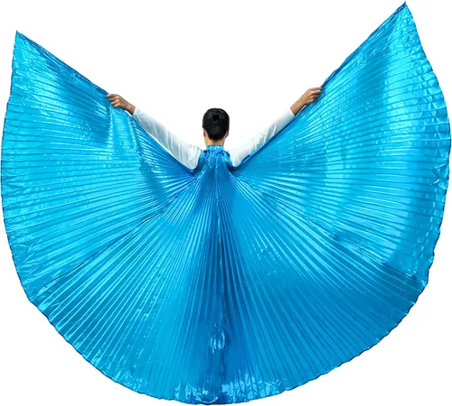 Vista 21 de Wuchieal Disfraz de danza del vientre de 2 palos y coak de ángel para mujer 0#amarillo-rojo-azul