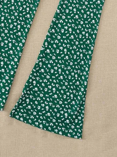 Vista 4 de SOLY HUX Conjunto de dos piezas para niña, camiseta de manga corta, camiseta gráfica y pantalones acampanados