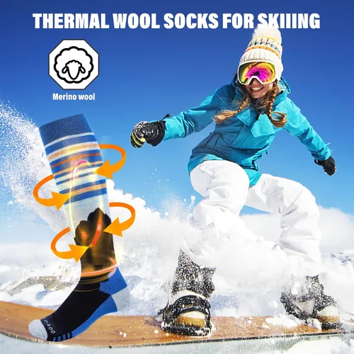 Vista 2 de RIOROO Calcetines de esquí de lana merino, paquete de 23 pares de calcetines de esquí y snowboard para hombres, mujeres y jóvenes, calcetines