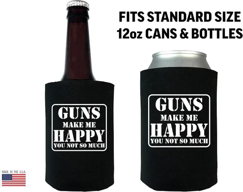 Vista 3 de Rogue River Tactical Funny Guns Make Me Happy You Not So Much - Juego de 2 fundas plegables para latas de cerveza