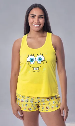 Vista 6 de Nickelodeon Bob Esponja Pantalones Cuadrados - Conjunto de pijama para mujer