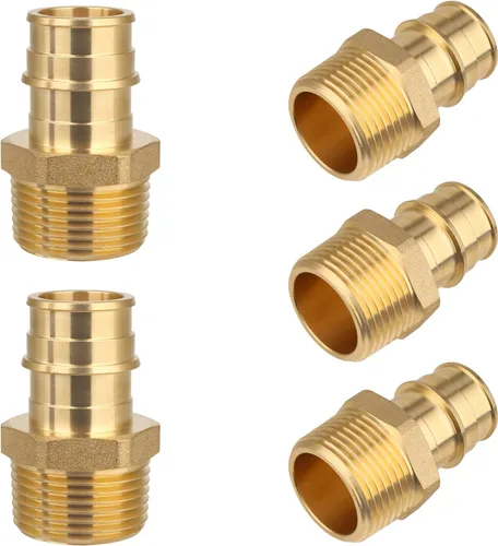 Vista 9 de Paquete de 5 YVSKM) 1/2" PEX-A Expansión × 1/2" Hembra NPT codo NPT, conexión roscada de flujo completo de latón sin plomo, certificado ASTM F1960