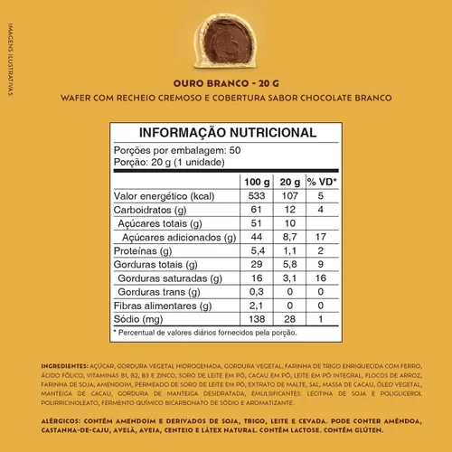 Vista 2 de Lacta Ouro Branco Bombon 1 kg (2.2 lbs) - 1 Pack