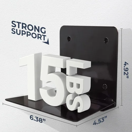 Vista 3 de STO STO Estanterías flotantes para pared, paquete de 4 estanterías invisibles para montaje en pared, estantes multifuncionales para dormitorio, Negro