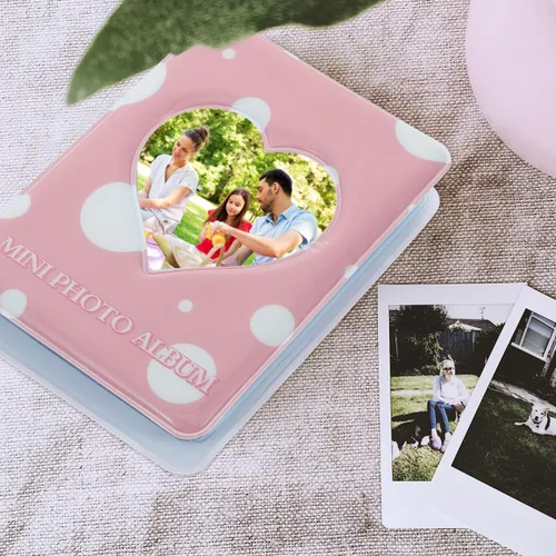 Vista 9 de Housoutil Kpop - 1 álbum de fotos de 3 pulgadas, mini álbum de fotos Kpop, soporte para tarjeta fotográfica Kpop, mini álbum de fotos con corazón