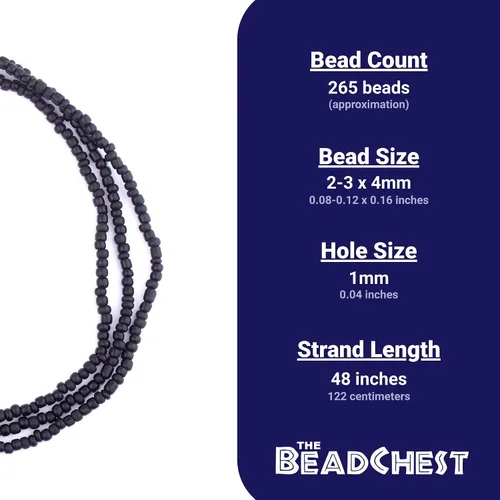 Vista 4 de TheBeadChest - Cuentas de vidrio Java negro (0.157 in, hilo de 48 pulgadas)