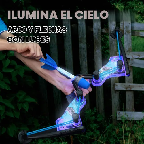 Vista 6 de Paquete de arquero Zing HyperStrike FireTek, arco con iluminación y flechas Zonic con silbato luminoso, dispara flechas a más de 60 metros, juego al