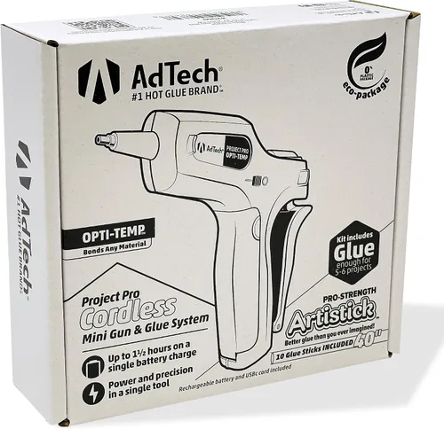 Vista 5 de AdTech Project Pro - Pistola de pegamento caliente inalámbrica recargable – Mini pistola de pegamento incluye 10 barras de pegamento Artistick sin