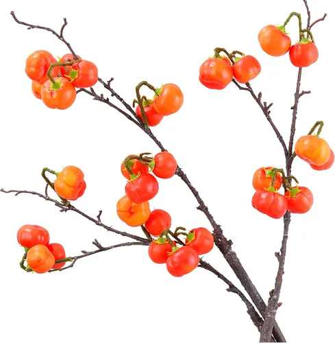 Vista 9 de FiveSeasonStuff Mini tallos artificiales de calabaza, albaricoque naranja claro, púas de otoño de 19 pulgadas para centros de mesa, ramos