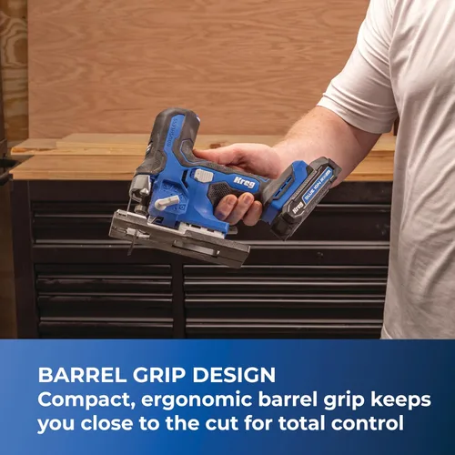 Vista 2 de Kreg Sierra Caladora de Agarre de Barril con Impulso Iónico de 20V - Inalámbrica, Compacta y Ergonómica - Corte de Precisión - Velocidad Variable