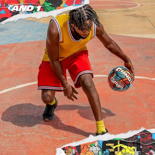 Vista 4 de AND1 Supreme Grip - Pelota de baloncesto de goma y bomba, pelota oficial de Streetball tamaño 7 (29.5”), hecha para juegos de baloncesto en Azul