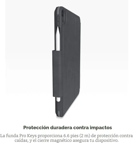 Vista 6 de ZAGG Pro Keys - Funda desmontable y teclado inalámbrico para Apple iPad de 10.2 pulgadas (Gen 9, 8, 7) - Emparejamiento Bluetooth, teclas