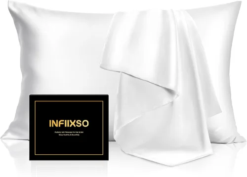 Vista 48 de INFIIXSO Funda de almohada de seda de morera, para cabello y piel, tamaño estándar, cremallera oculta, 20 x 26 pulgadas, suave y refrescante