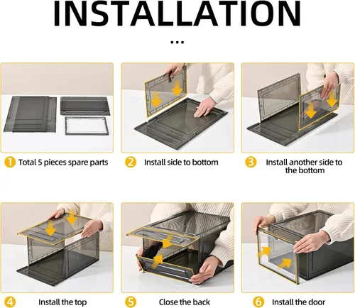 Vista 6 de Caja de almacenamiento para zapatos KEFA XL, paquete de 6 cajas de zapatos de plástico transparente apilables, organizador de cajas de zapatos