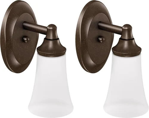 Vista 7 de Moen YB2861ORB Eva - Accesorio de tocador de baño de doble montaje con 1 luz con vidrio esmerilado, bronce aceitado