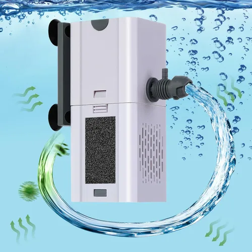 Vista 8 de Filtro de acuario de 132 GPH 4-en-1, filtros de tanque de peces de 10-40 galones para filtración y oxigenación, filtro para tanque de peces