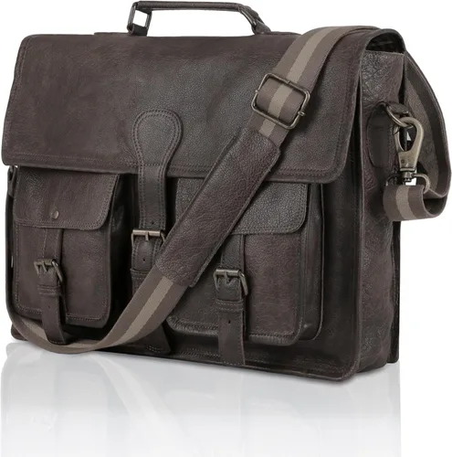 Vista 6 de Maletín de cuero 18 pulgadas portátil bolso de mensajero para hombres y mujeres mejor bolso de oficina