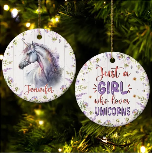 Vista 30 de Hyturtle Adorno de Navidad personalizado para los amantes de los osos, adorno de cerámica con nombre personalizado de Just A Girl Who Loves Bears